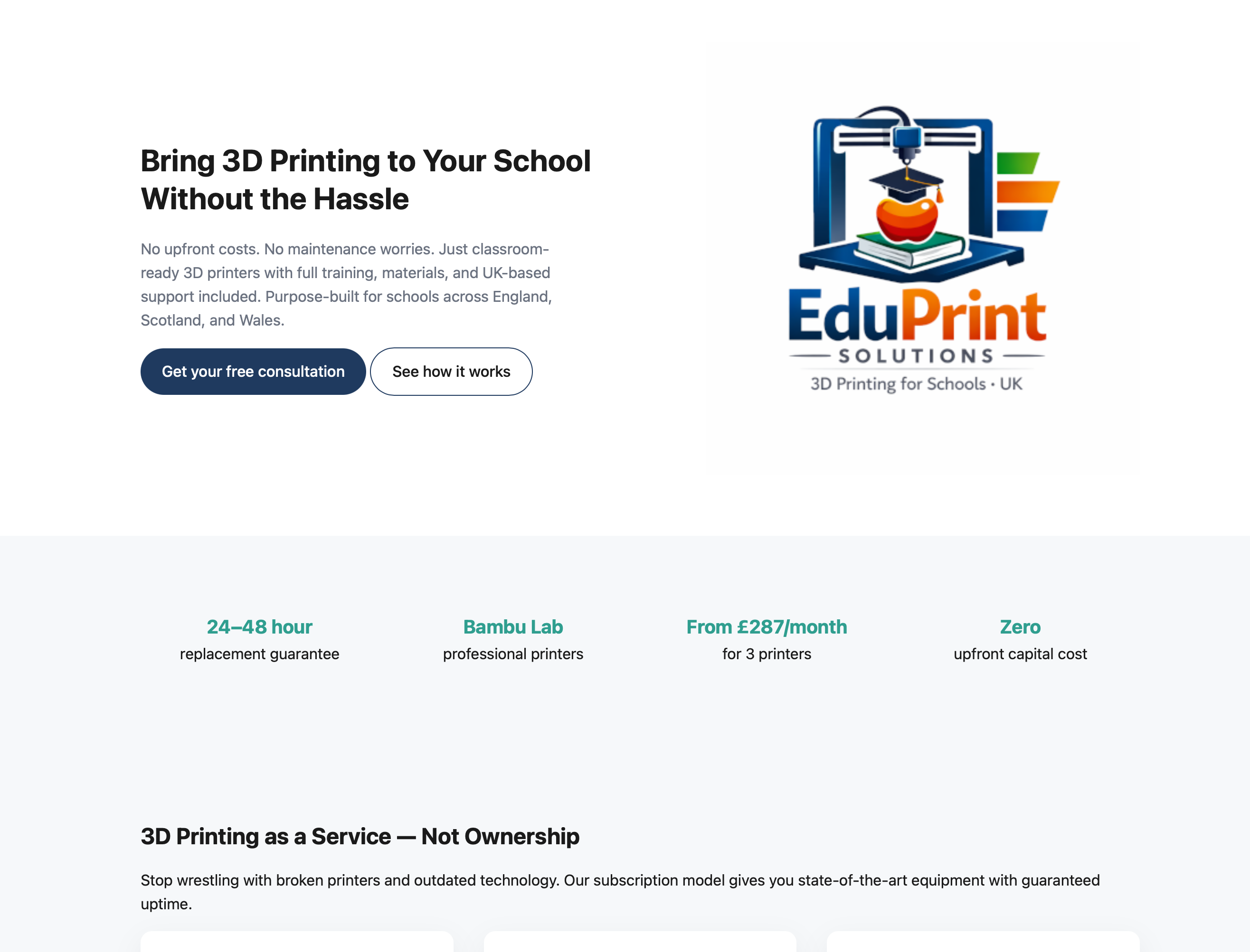 Eduprint Solutions homepage screenshot