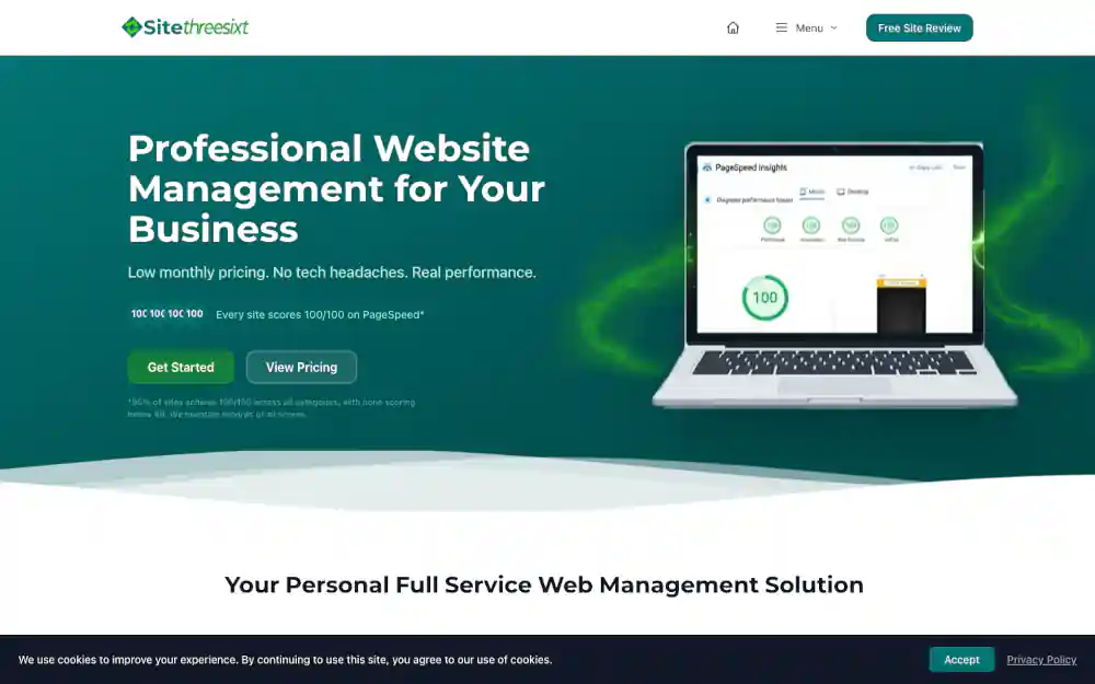 Sitethreesixty current website homepage screenshot